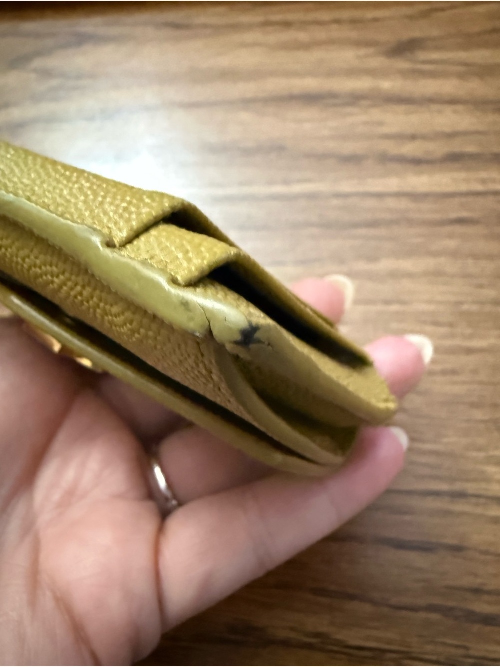 Saint Laurent Green Pebbled Leather Envelope Card Case with Gold YSL Logo - Picture 9 of 11